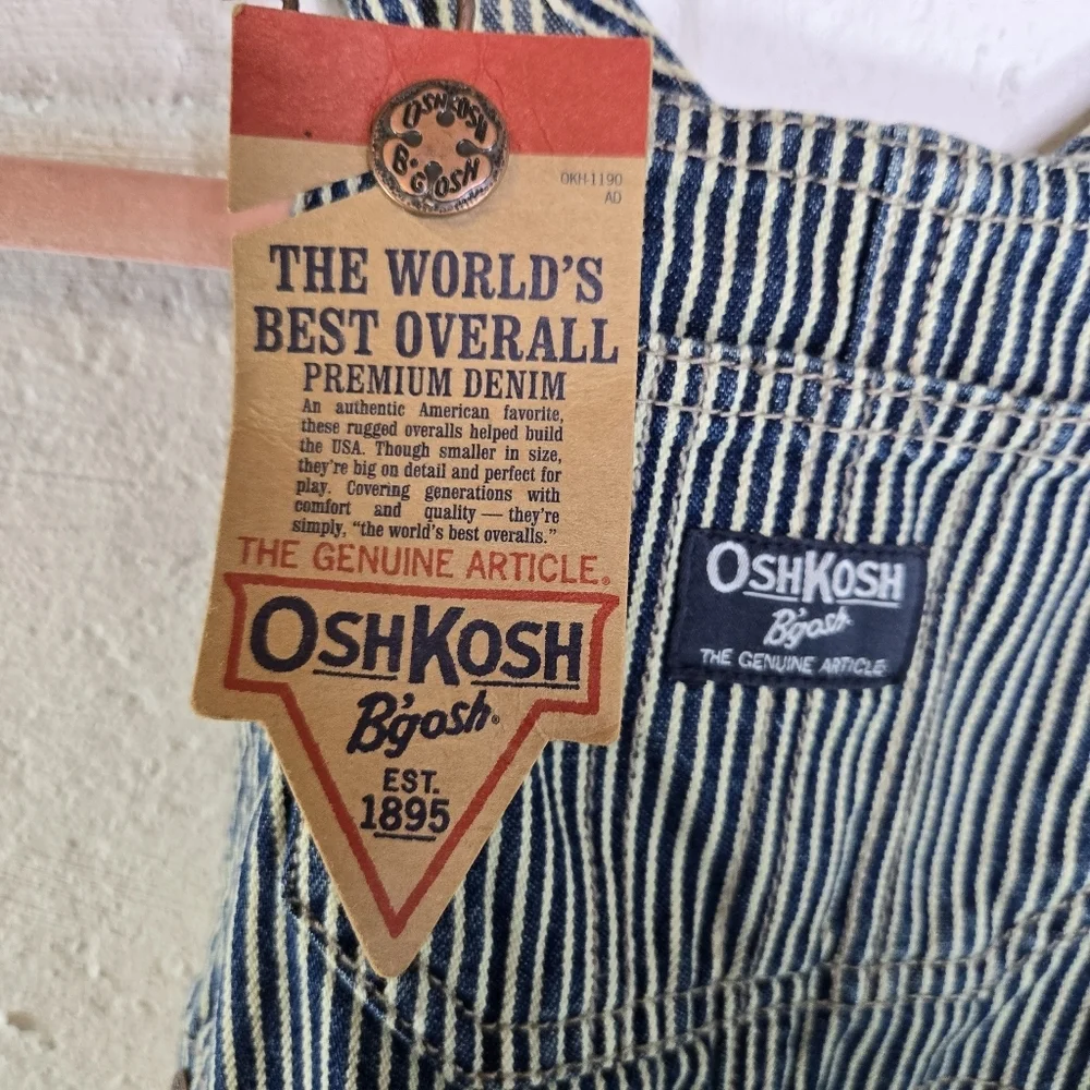 Vtg Osh Kosh B'Gosh Vestbak Engineer Striped Denim Overalls New 1895